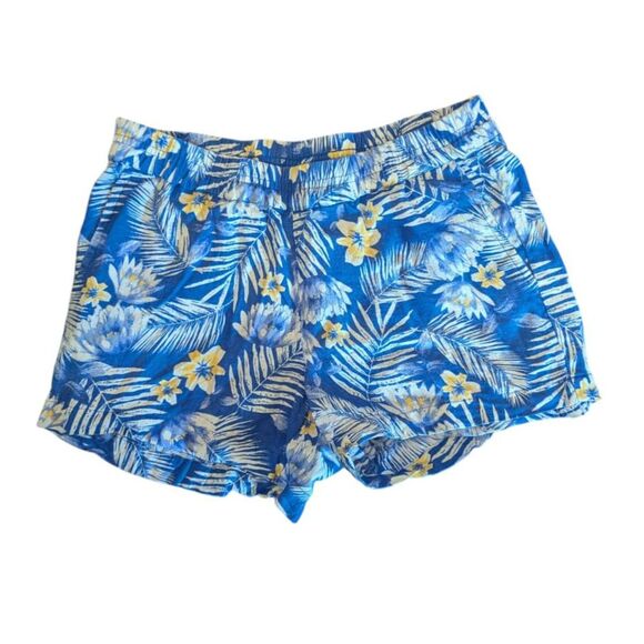 KUT from the Kloth Blue Floral Linen Blend Pull-On Shorts 0 Vacation - Picture 1 of 5
